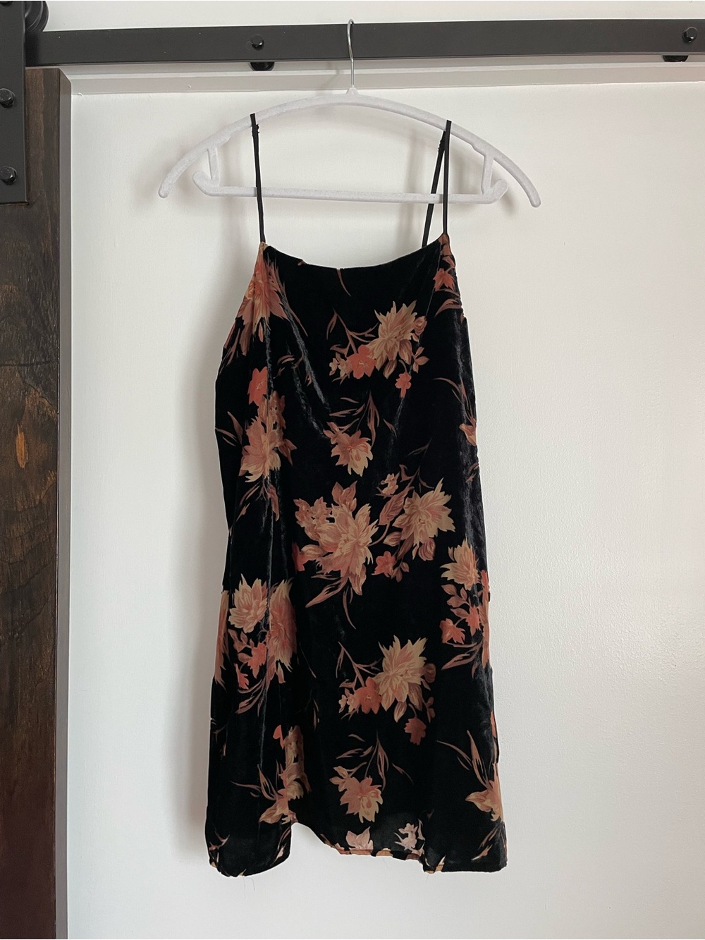 Forever 21 Black Floral Velvet Slip Mini Dress